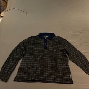 Todd Snyder Men's Plaid Long Sleeve Polo Shirt - Black and Green